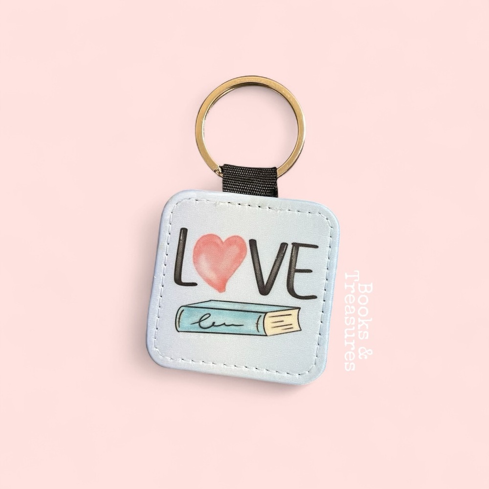 Bookish Love Keychain | Hand-Drawn Book & Heart Illustration | Reader Gift